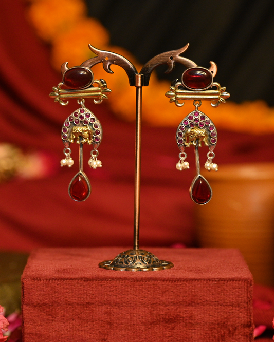 Gajrajika Oxidised Silver Earrings