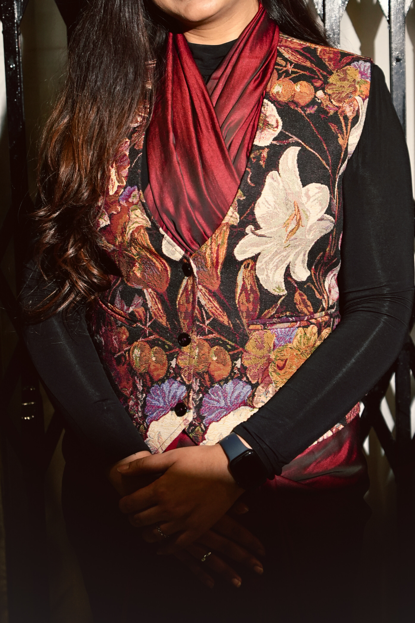Matriarch Vintage Wine Waistcoat Jacket | Masterstrokes Art Legacy