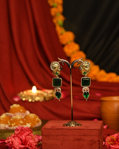 Morvika Bagh Oxidised Silver Earrings
