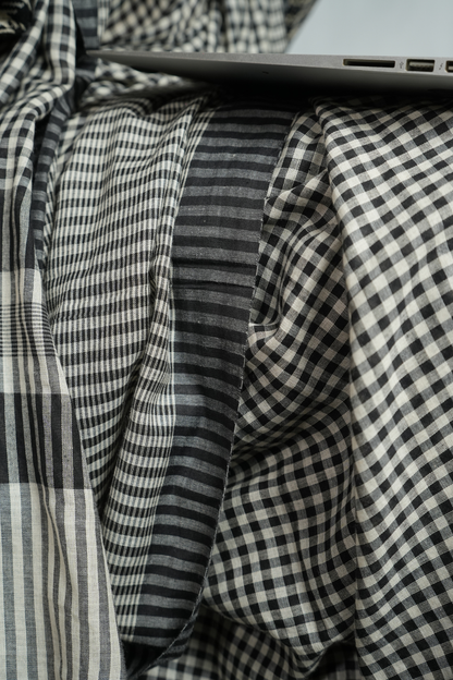 Monochrome Checks Bengal Handloom Cotton Saree