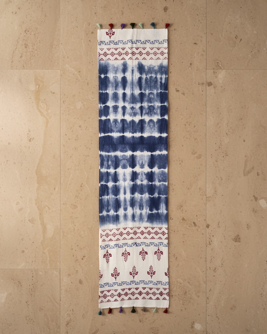 Indigo Mirage Handcrafted Bandhani Tie-Dye Cotton Stole