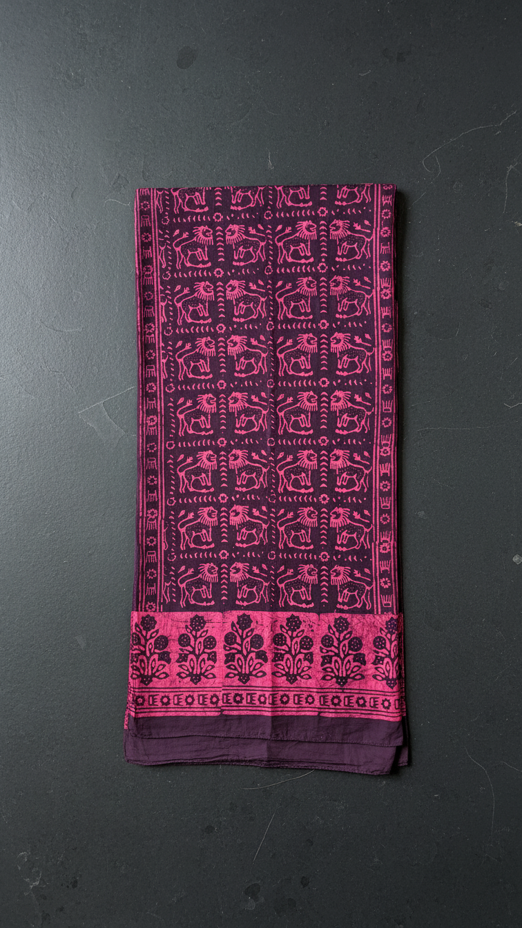 Vanraj Batik Craft Meets Wilderness Hand-Blocked Cotton Stole