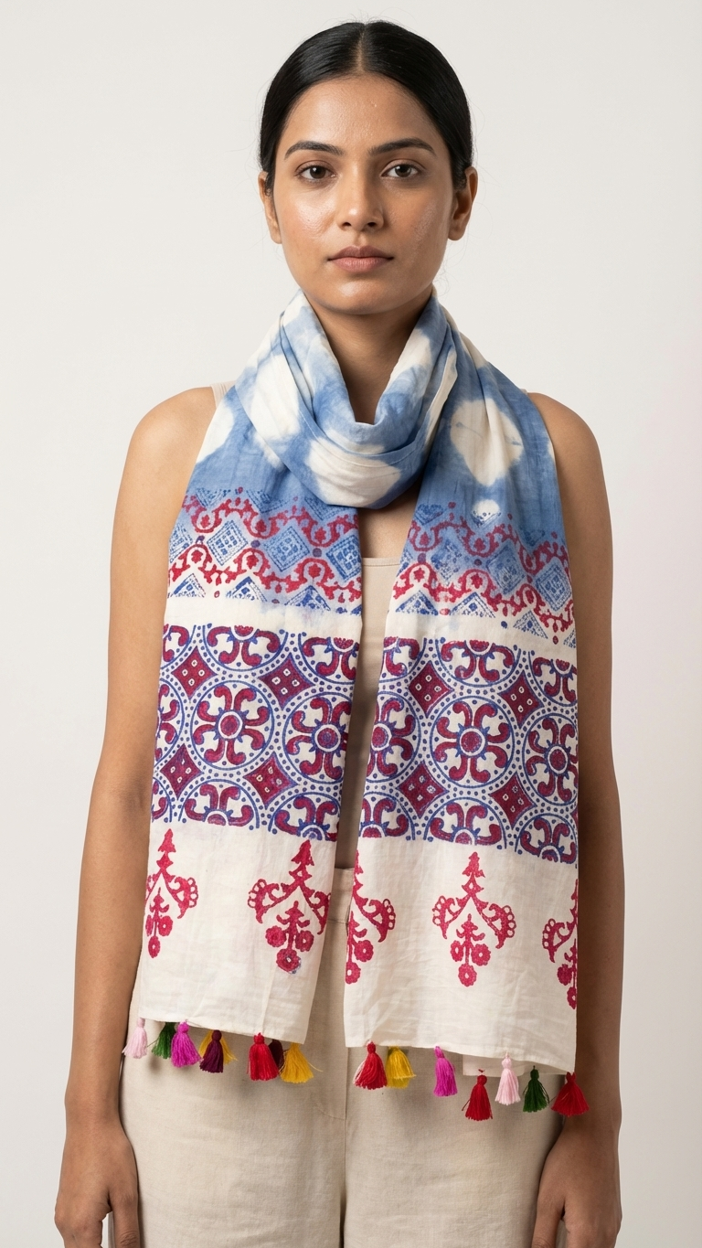 Twilight in Kutch Handcrafted Bandhani Tie-Dye Cotton Stole