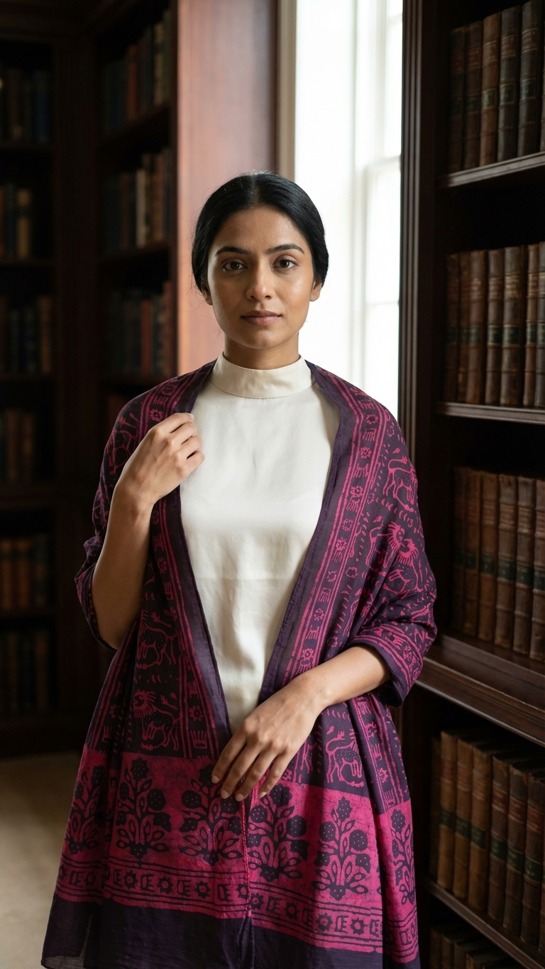 Vanraj Batik Craft Meets Wilderness Hand-Blocked Cotton Stole