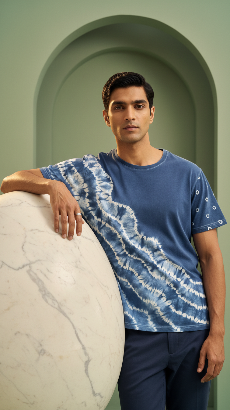 Indigo Rann Handcrafted Bandhani Tie-Dye Cotton T-shirt