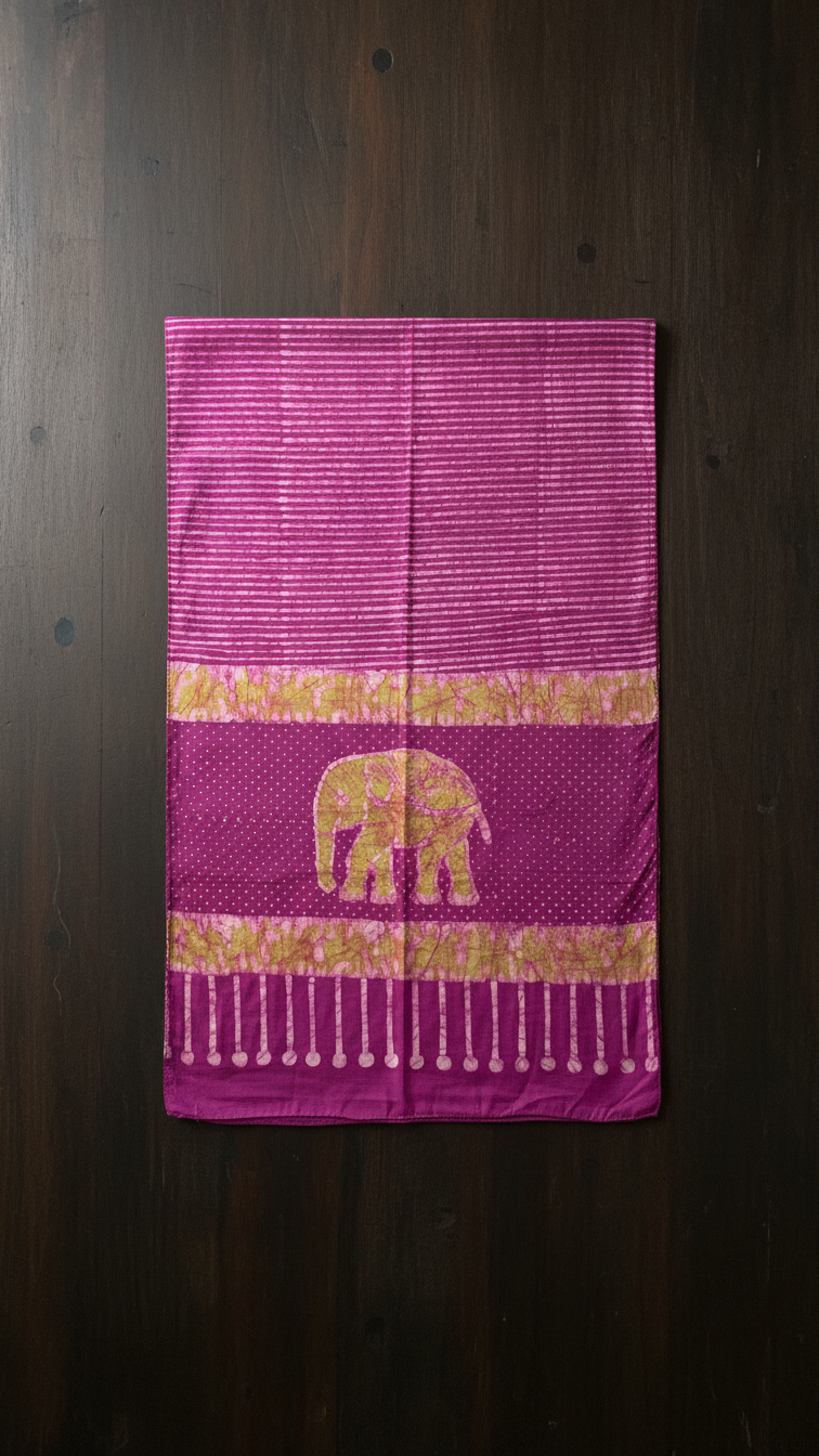Elephant Grove Batik Craft Meets Wilderness Hand-Blocked Cotton Stole